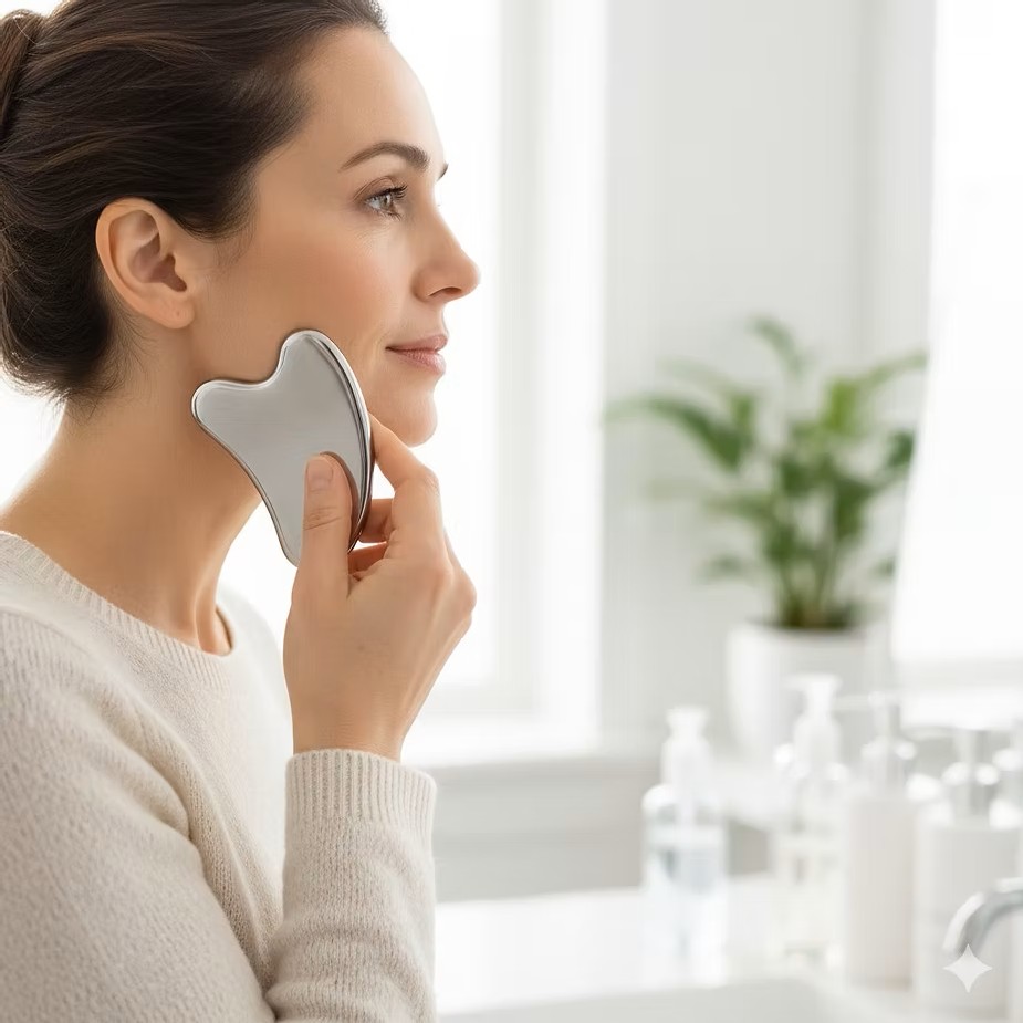 Gua Sha de Inox: Adeus Rosto Inchado de Manhã